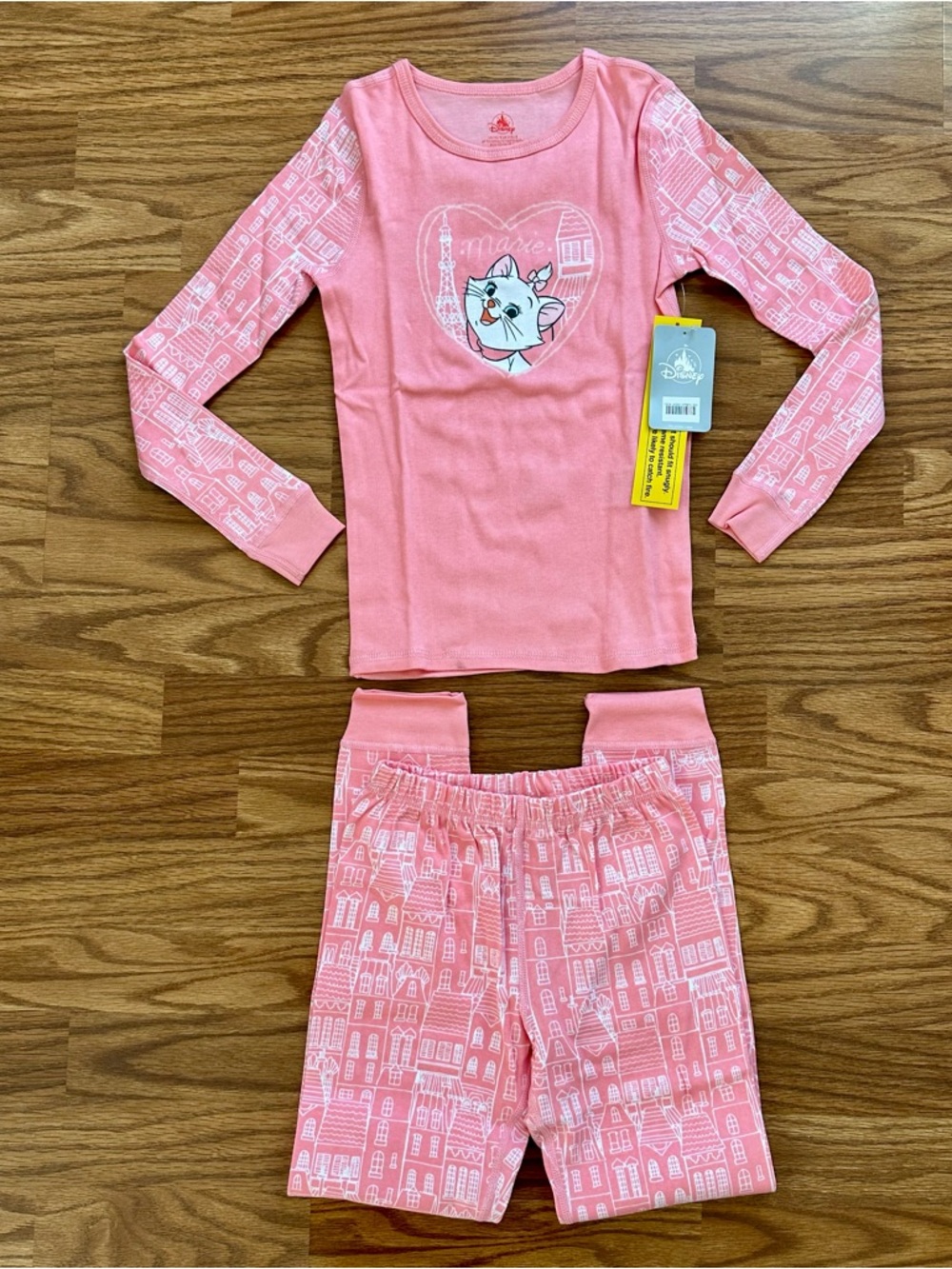 Disney Aristocats Marie 100% Cotton Pajamas Girls Size 8 Long Sleeve Pink NWT!